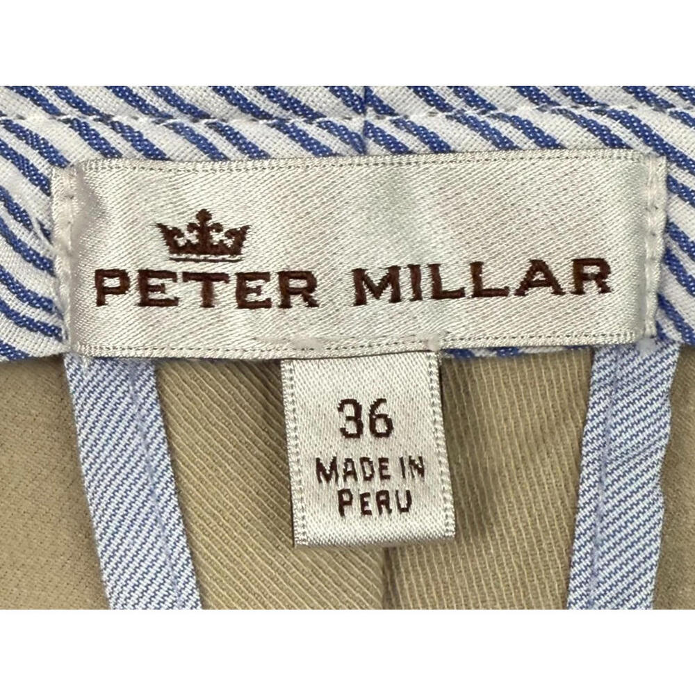Peter Millar Golf Shorts Mens Sz 36 Chino Khaki Pockets Zip Button - Picture 3 of 8
